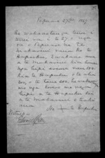 2 pages written 27 Feb 1869 by Hare Nepia Hapuku, from Correspondence and other papers in Maori