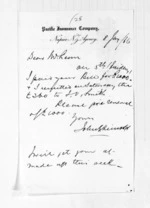 2 pages written 8 Jan 1866 by John Gibson Kinross to Sir Donald McLean, from Inward letters -  John G Kinross