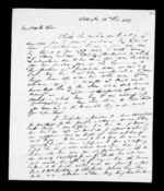 3 pages written 13 Nov 1851 by Robert Roger Strang in Wellington to Sir Donald McLean, from Family correspondence - Robert Strang (father-in-law)
