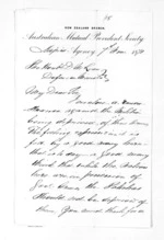 2 pages written 7 Nov 1871 by Alexander Kennedy in Napier City to Sir Donald McLean, from Inward letters -  Alexander Kennedy