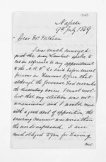 3 pages written 9 Jul 1869 by Edward Lister Green in Napier City to Sir Donald McLean, from Inward letters - Edward L Green