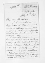 7 pages written 8 Jul 1863 by Bingham Arthur Ferard in Wellington to Sir Donald McLean, from Inward letters - B A Ferard