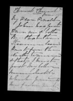 7 pages written by Catherine Isabella McLean in Christchurch City to Sir Donald McLean, from Inward family correspondence - Catherine Hart (sister); Catherine Isabella McLean (sister-in-law)