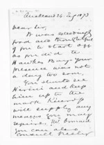 3 pages written 24 Feb 1873 by Sir Donald McLean in Auckland Region, from Outward drafts and fragments