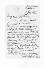 1 page written 5 Jan 1865 by John Gibson Kinross in Napier City to Sir Donald McLean, from Inward letters -  John G Kinross