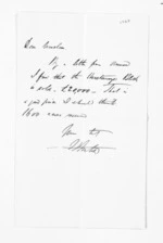 1 page written by Francis Dart Fenton to Sir Donald McLean, from Inward letters - F D Fenton