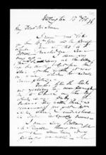 3 pages written 13 Oct 1856 by Robert Roger Strang in Wellington to Sir Donald McLean, from Family correspondence - Robert Strang (father-in-law)