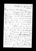 5 pages written 17 Mar 1863 by Sir Donald McLean in Napier City to Robert Roger Strang, from Family correspondence - Robert Strang (father-in-law)