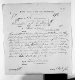 1 page written 20 Oct 1870 by an unknown author in Dunedin City to Wellington, from Native Minister and Minister of Colonial Defence - Inward telegrams