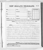 1 page written 26 May 1876 by Sir Donald McLean to Cambridge, from Native Minister and Minister of Colonial Defence - Outward telegrams