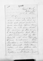 2 pages written 21 Feb 1862 by Henry Thomas Spratt to Sir Donald McLean, from Inward letters - Surnames, Spe - Sta