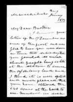 3 pages written 9 Jan 1873 by an unknown author in Maraekakaho to Sir Donald McLean, from Inward family correspondence - Alexander McLean (brother)