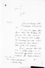 2 pages written 25 Jul 1869 by an unknown author in Wellington to Hawke's Bay Region, from Hawke's Bay.  McLean and J D Ormond, Superintendents - Letters to Superintendent