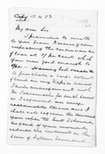 2 pages written 15 Apr 1873 by Sir Donald McLean in Wellington, from Inward letters -  W D Carruthers