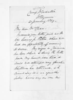 3 pages written 21 Jan 1869 by Colonel William Charles Lyon in Wanganui to Sir Donald McLean, from Inward letters -  W C Lyon