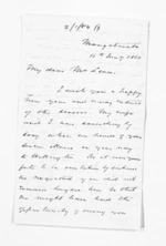 4 pages written 16 Jan 1860 by Donald Gollan in Hauraki District to Sir Donald McLean, from Inward letters - Donald Gollan