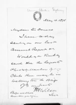 1 page written 10 May 1875 by an unknown author in Sydney to Sir Donald McLean, from Inward letters - Surnames, Und - Viv