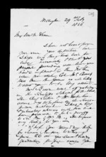 3 pages written 29 Feb 1856 by Robert Roger Strang in Wellington to Sir Donald McLean, from Family correspondence - Robert Strang (father-in-law)