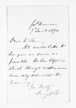 1 page written 7 Jan 1870 by Captain Henry Dowdeswell Pitt to Sir Donald McLean, from Inward letters - H D Pitt