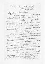 3 pages written 13 May 1862 by Henry Robert Russell to Sir Donald McLean, from Inward letters - H R Russell