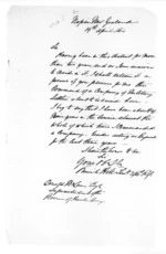 2 pages written 19 Apr 1864 by an unknown author in Napier City to Sir Donald McLean in Hawke's Bay Region, from Superintendent, Hawkes Bay and Government Agent, East Coast - Papers