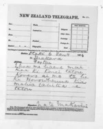 1 page written 6 Jan 1874 by Sir Donald McLean in Otaki, from Native Minister and Minister of Colonial Defence - Outward telegrams