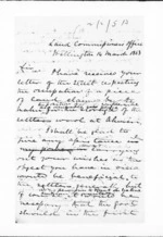 3 pages written 14 Mar 1853 by Sir Donald McLean in Wellington City to James Grindell, from Native Land Purchase Commissioner - Papers