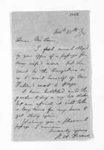 1 page written 20 Nov 1874 by Bingham Arthur Ferard to Sir Donald McLean, from Inward letters - B A Ferard