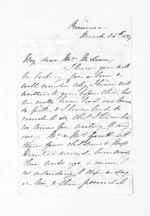 3 pages written 24 Mar 1854 by Sophia W Kingdon in Remuera to Sir Donald McLean, from Inward letters -  Kingdon, George and Sophia