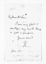 1 page written by Sir Thomas Robert Gore Browne to Sir Donald McLean, from Inward letters - Sir Thomas Gore Browne (Governor)