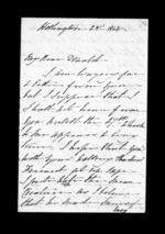 6 pages written 23   1864 by Catherine Isabella McLean in Wellington to Sir Donald McLean, from Inward family correspondence - Catherine Hart (sister); Catherine Isabella McLean (sister-in-law)
