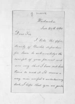 3 pages written 29 Jan 1860 by George Moore to Sir Donald McLean, from Inward letters - John and Mary Moore, and family