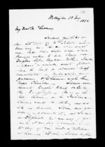 6 pages written 15 May 1856 by Robert Roger Strang in Wellington to Sir Donald McLean, from Family correspondence - Robert Strang (father-in-law)