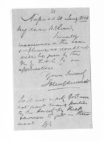 1 page written 28 Jan 1869 by John Gibson Kinross in Napier City to Sir Donald McLean, from Inward letters -  John G Kinross