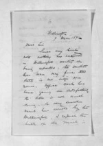 2 pages written 7 Mar 1872 by an unknown author in Wellington, from Inward letters -  T W Lewis
