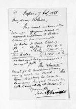 2 pages written 7 Feb 1868 by John Gibson Kinross in Napier City to Sir Donald McLean, from Inward letters -  John G Kinross