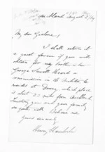 1 page written 2 Aug 1869 by Henry Chamberlin in Auckland City to William Gisborne, from Inward letters - Surnames, Car - Cha