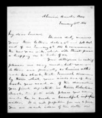 4 pages written 21 Jan 1851 by Sir Donald McLean in Hawke's Bay Region and Ahuriri to Susan Douglas McLean, from Inward family correspondence - Susan McLean (wife)