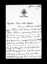 3 pages written 15 Jun 1869 by Sir Robert Donald Douglas Maclean to Sir Donald McLean, from Inward family correspondence - Douglas Maclean (son)