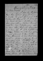 3 pages written 29 Jul 1876 by Archibald John McLean in Glenorchy to Sir Donald McLean, from Inward family correspondence - Archibald John McLean (brother)