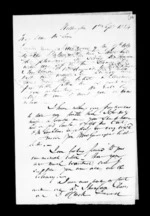 2 pages written 1 Sep 1854 by Robert Roger Strang in Wellington to Sir Donald McLean, from Family correspondence - Robert Strang (father-in-law)