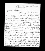 3 pages written 11 Apr 1871 by Archibald John McLean in Glenorchy to Sir Donald McLean, from Inward family correspondence - Archibald John McLean (brother)