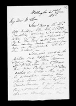 8 pages written 21 Jun 1856 by Robert Roger Strang in Wellington to Sir Donald McLean, from Family correspondence - Robert Strang (father-in-law)