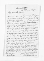 1 page written 18 Jun 1870 by John Valentine Smith in Masterton to Sir Donald McLean in Wellington, from Inward letters - Surnames, Smith