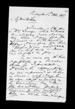 2 pages written 5 Oct 1857 by Robert Roger Strang in Wellington to Sir Donald McLean, from Family correspondence - Robert Strang (father-in-law)