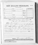 1 page written 23 May 1876 by Sir Donald McLean in Alexandra to Henry Tacy Clarke in Tauranga, from Native Minister and Minister of Colonial Defence - Outward telegrams