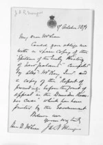 1 page written 17 Oct 1871 by James Alexander Robertson Menzies to Sir Donald McLean, from Inward letters - Surnames, Mau - Mer