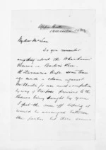 2 pages written 13 Oct 1863 by Herbert Samuel Wardell in Wellington to Sir Donald McLean, from Inward letters - Surnames, War - Wat