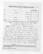3 pages written 8 Jan 1874 by Sir Donald McLean in Otaki, from Native Minister and Minister of Colonial Defence - Outward telegrams