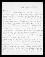3 pages written 19 Mar 1870 by John Davies Ormond in Napier City to Sir Donald McLean, from Inward letters - J D Ormond